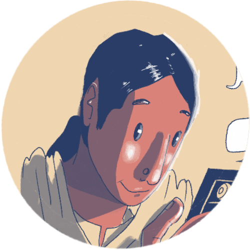 A woman is holding a phone, with a small smile on her face. Her face is reflecting the phone's glow. There are three blank message bubbles above the phone.